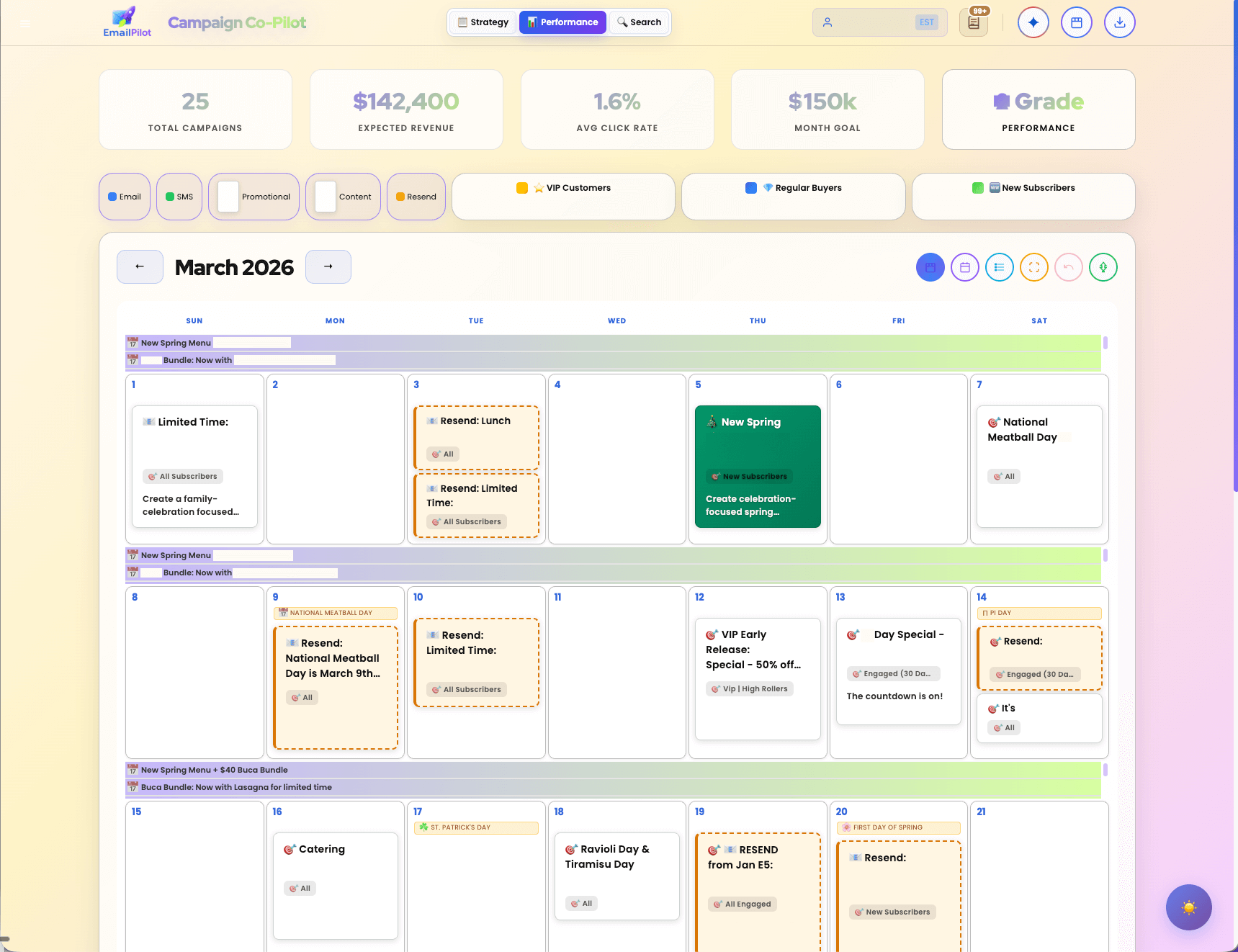EmailPilot Calendar Interface